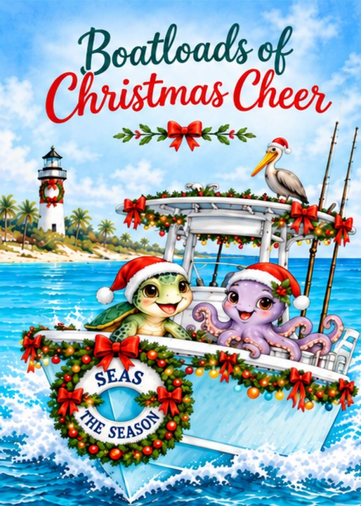 Boatloads of Christmas Cheer printable Christmas card